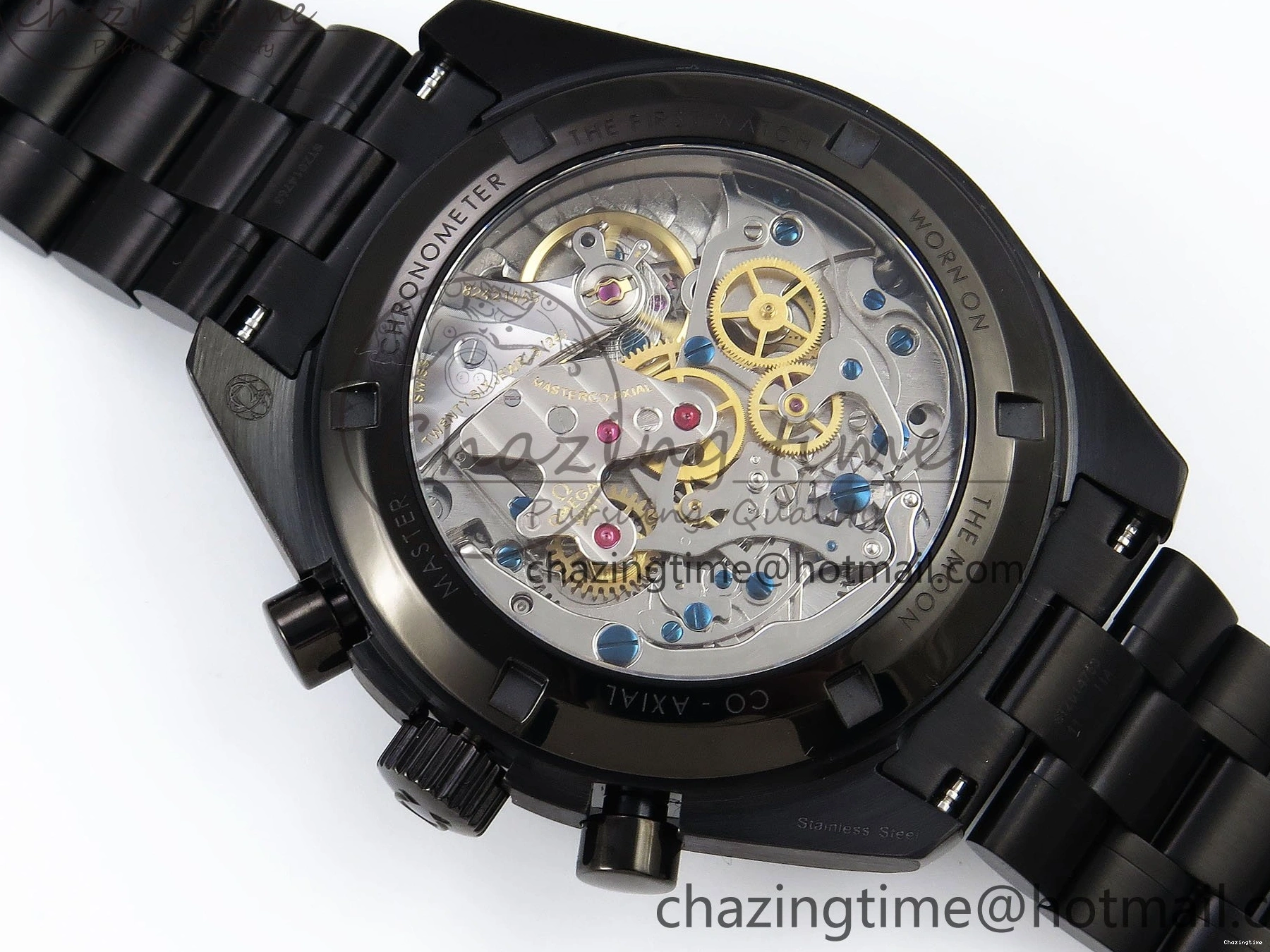 0307 Speedmaster Black Benom PVD Moon RMF Best Edition on PVD Bracelet Lemania HW WrinkleFree 7727